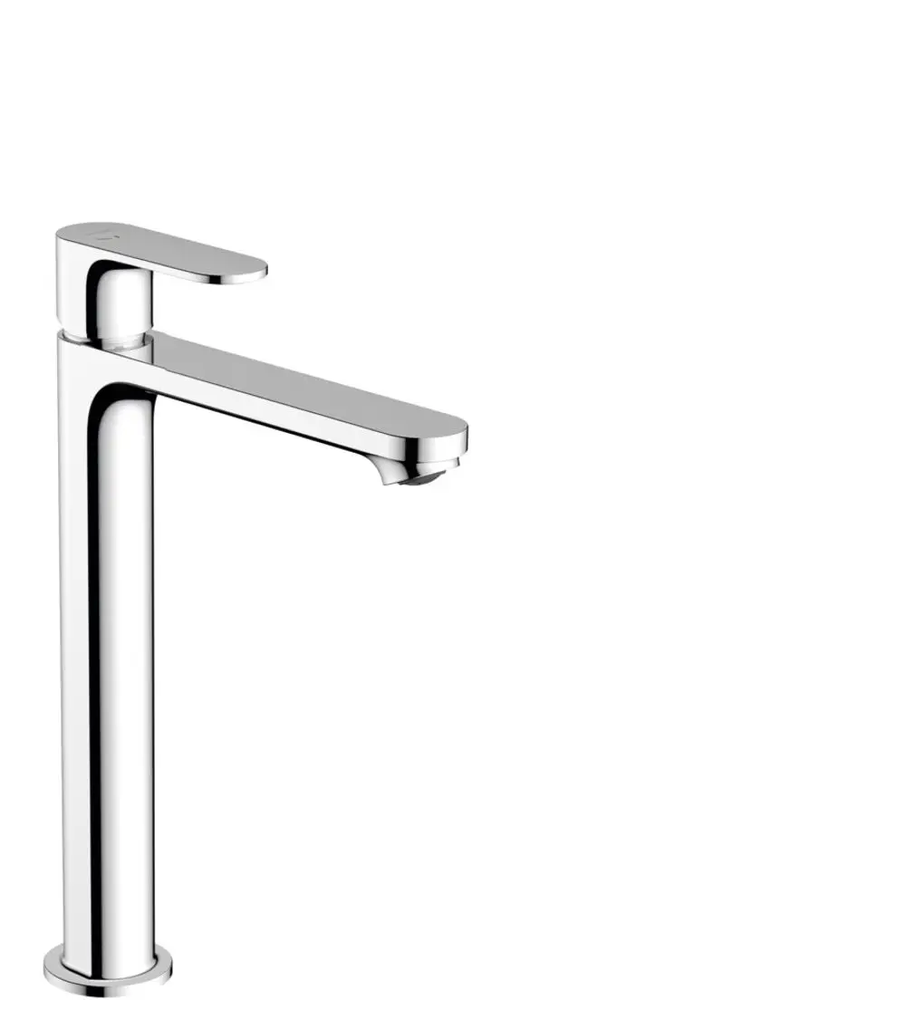 Hansgrohe Einhebel-Waschtischmischer in Chrom mit schmalem Auslauf und Griff, geeignet für Aufsatzwaschtische, inklusive Zugstangen-Ablaufgarnitur.